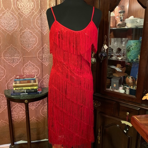 anna-kaci Dresses & Skirts - The Lady in Red Fringe